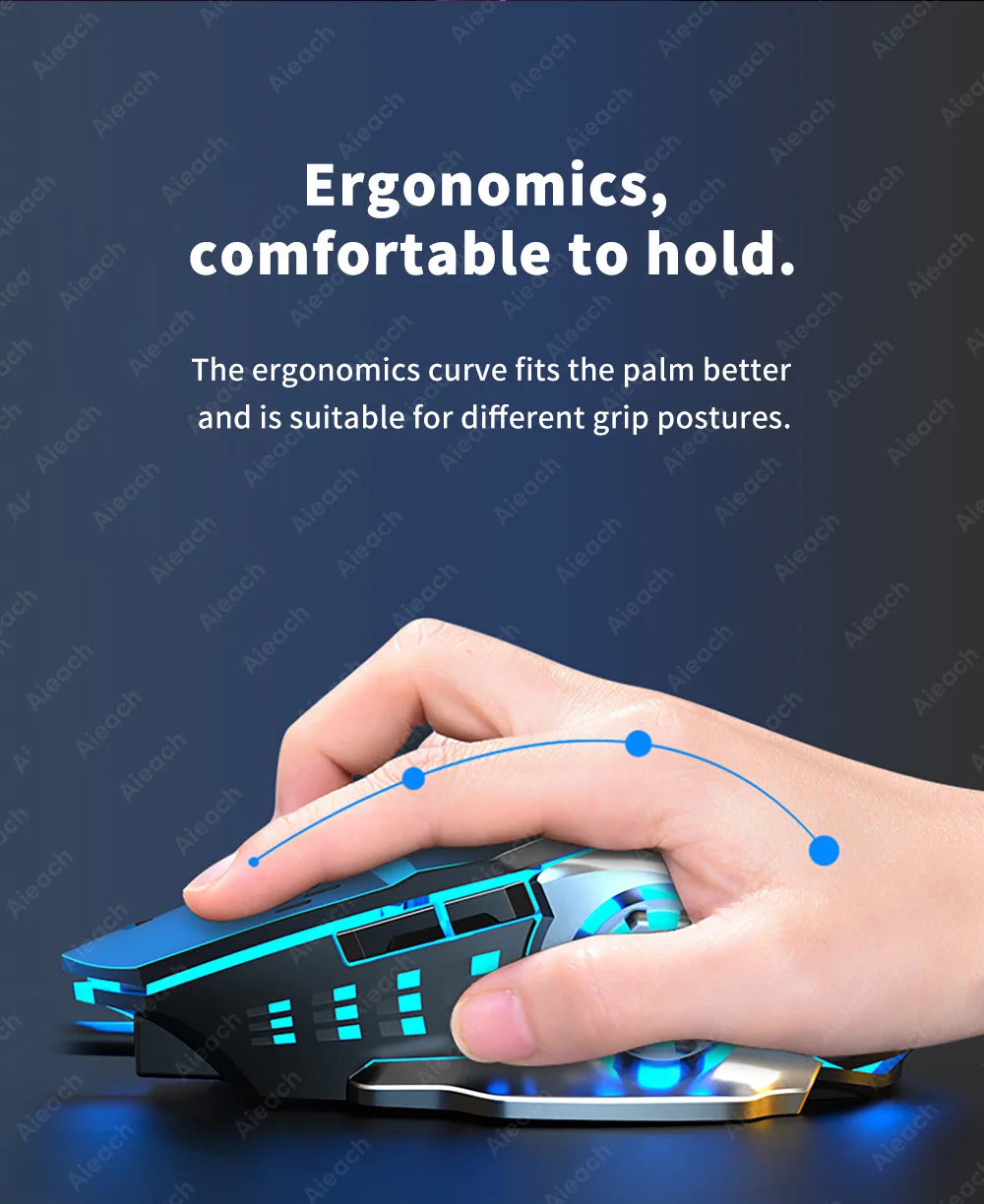 AIEACH Bluetooth Mouse Gaming Computer Rechargeable Wireless Mouse USB Mechanical E-Sports Backlight PC Gamer Mouse For Computer