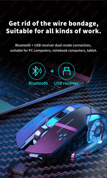 AIEACH Bluetooth Mouse Gaming Computer Rechargeable Wireless Mouse USB Mechanical E-Sports Backlight PC Gamer Mouse For Computer