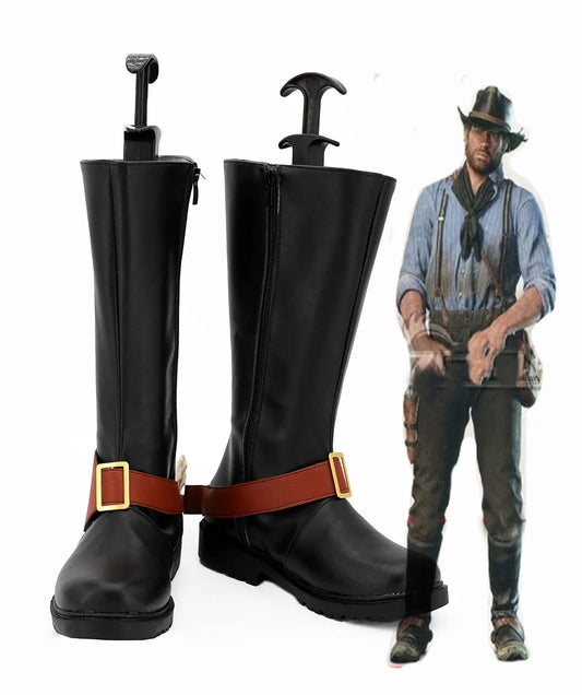 Arthur Morgan Shoes Cosplay Red Dead Redemption Arthur Morgan Black Cosplay Boots Custom Made Shoes Any Size for Unisex