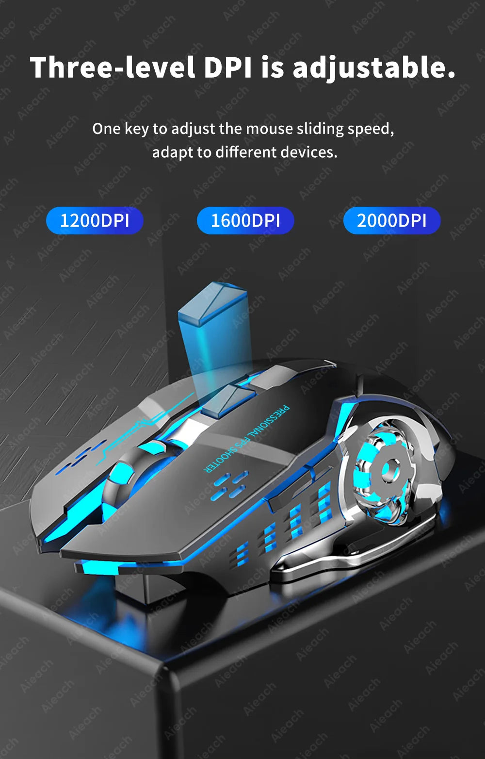 AIEACH Bluetooth Mouse Gaming Computer Rechargeable Wireless Mouse USB Mechanical E-Sports Backlight PC Gamer Mouse For Computer