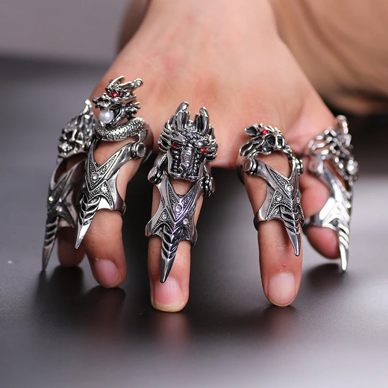 Retro Men's Ring Gothic Punk Style Black Domineering Faucet Bone Ring Bar Trend Ladies Ring Fashion Jewelry Gift Cool Thing