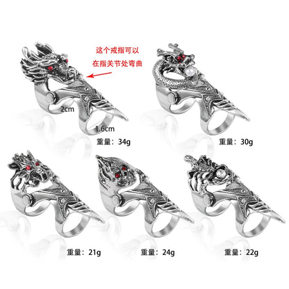 Retro Men's Ring Gothic Punk Style Black Domineering Faucet Bone Ring Bar Trend Ladies Ring Fashion Jewelry Gift Cool Thing