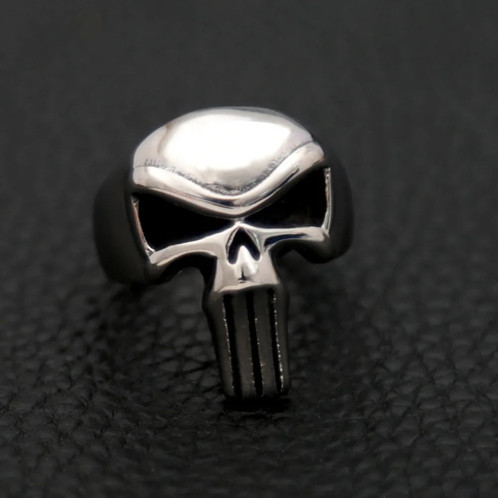 Punk Punisher Rings Men Women Fashion 316L Stainless Steel Skull Biker Ring Hip Hop Unique for Man Boy Jewelry Gift Size 7-15