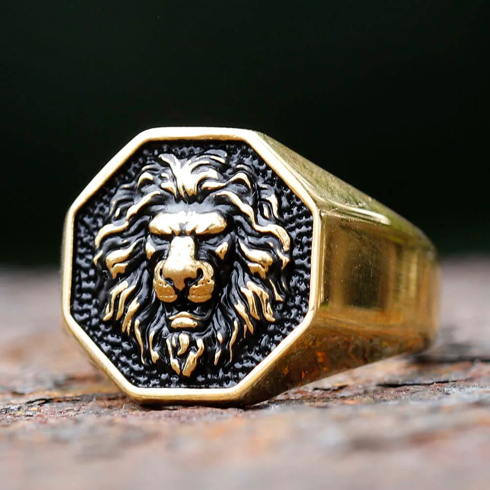 2023 Detailed Stainless Steel 3D Lion Head Rings For Men Women Punk Trendy Domineering Vintage Animal Jewelry Gift free shipping