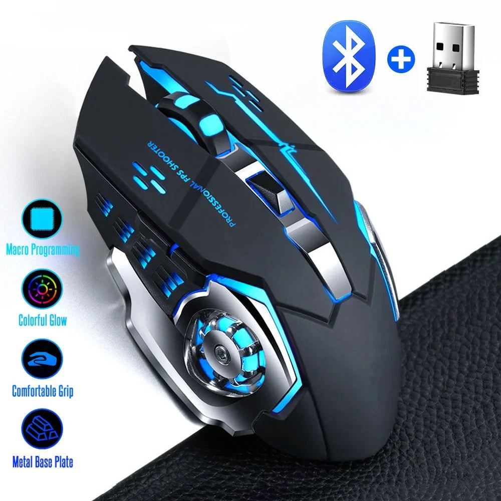 Rechargeable Wireless Mouse Gaming Computer Silent Bluetooth Mouse USB Mechanical E-Sports Backlight PC Gamer Mouse For Computer