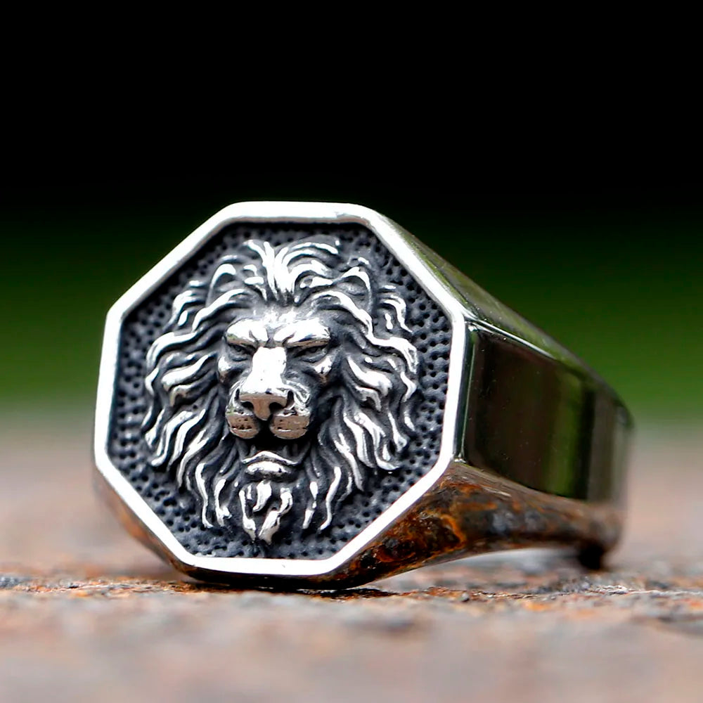 2023 Detailed Stainless Steel 3D Lion Head Rings For Men Women Punk Trendy Domineering Vintage Animal Jewelry Gift free shipping