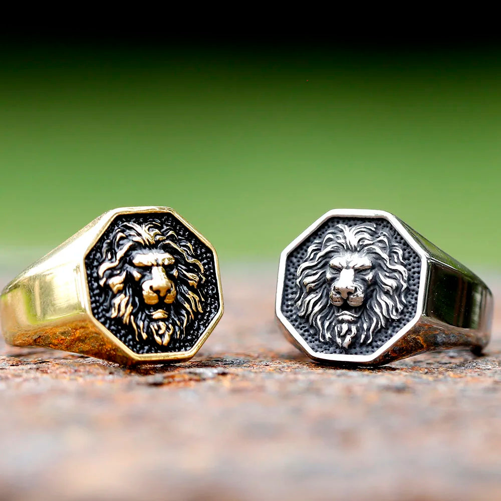 2023 Detailed Stainless Steel 3D Lion Head Rings For Men Women Punk Trendy Domineering Vintage Animal Jewelry Gift free shipping