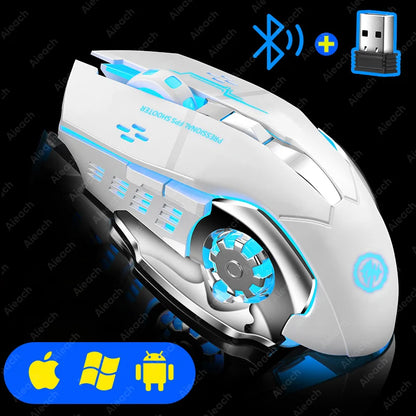 AIEACH Bluetooth Mouse Gaming Computer Rechargeable Wireless Mouse USB Mechanical E-Sports Backlight PC Gamer Mouse For Computer