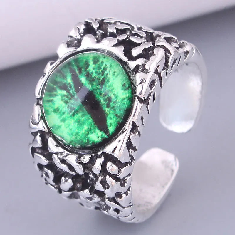 Fashion Creative Evil Dragon Eye Rings For Personality Male Punk Colors Ring Jewelry Men's Bar Night Club Accessories Gifts