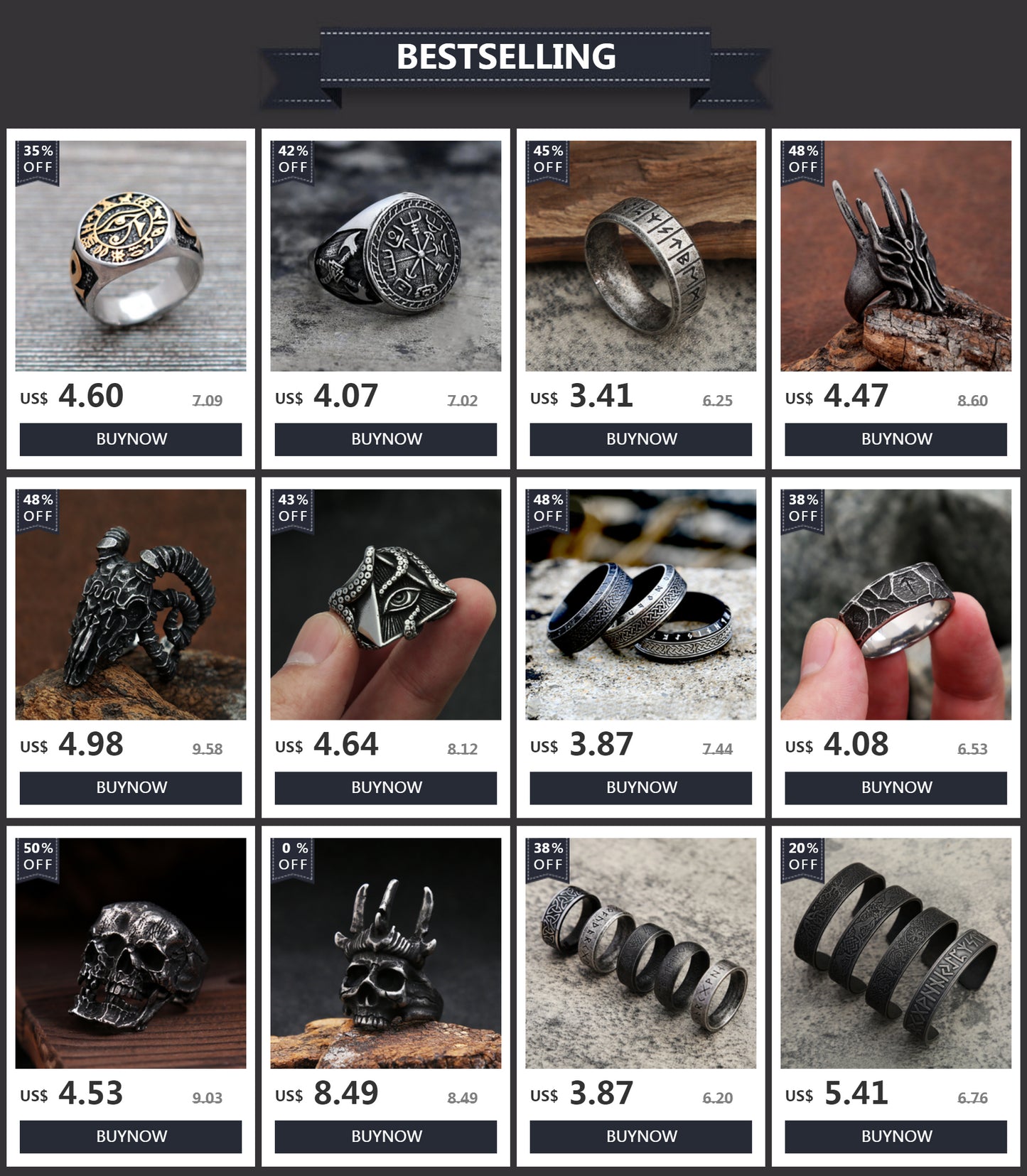 Punk Punisher Rings Men Women Fashion 316L Stainless Steel Skull Biker Ring Hip Hop Unique for Man Boy Jewelry Gift Size 7-15