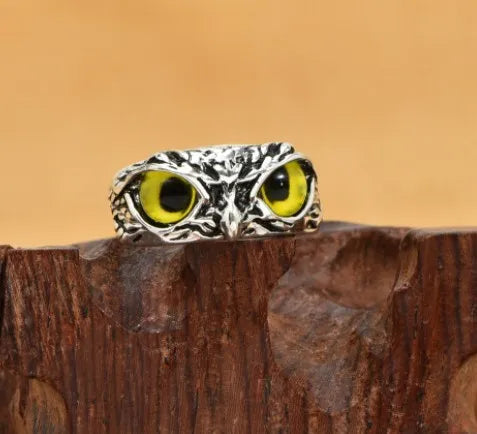 Charming Fashion Design Owl Rings Multicolor Eyes Silvery for Men Women Punk Gothic Open Adjustable Rings Jewelry Gift Resizable