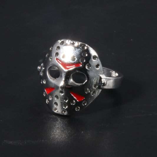 Horror Movie Rings Jason Hockey Mask Metal Adjustable Ring For Children Halloween Jewelry Gift