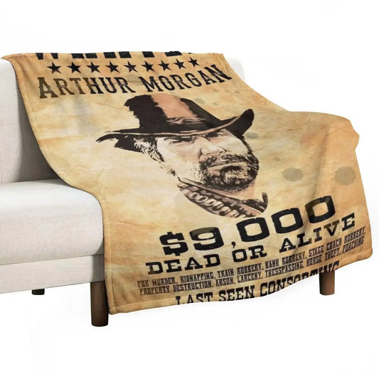 Arthur Morgan Wanted Dead Or Alive Throw Blanket