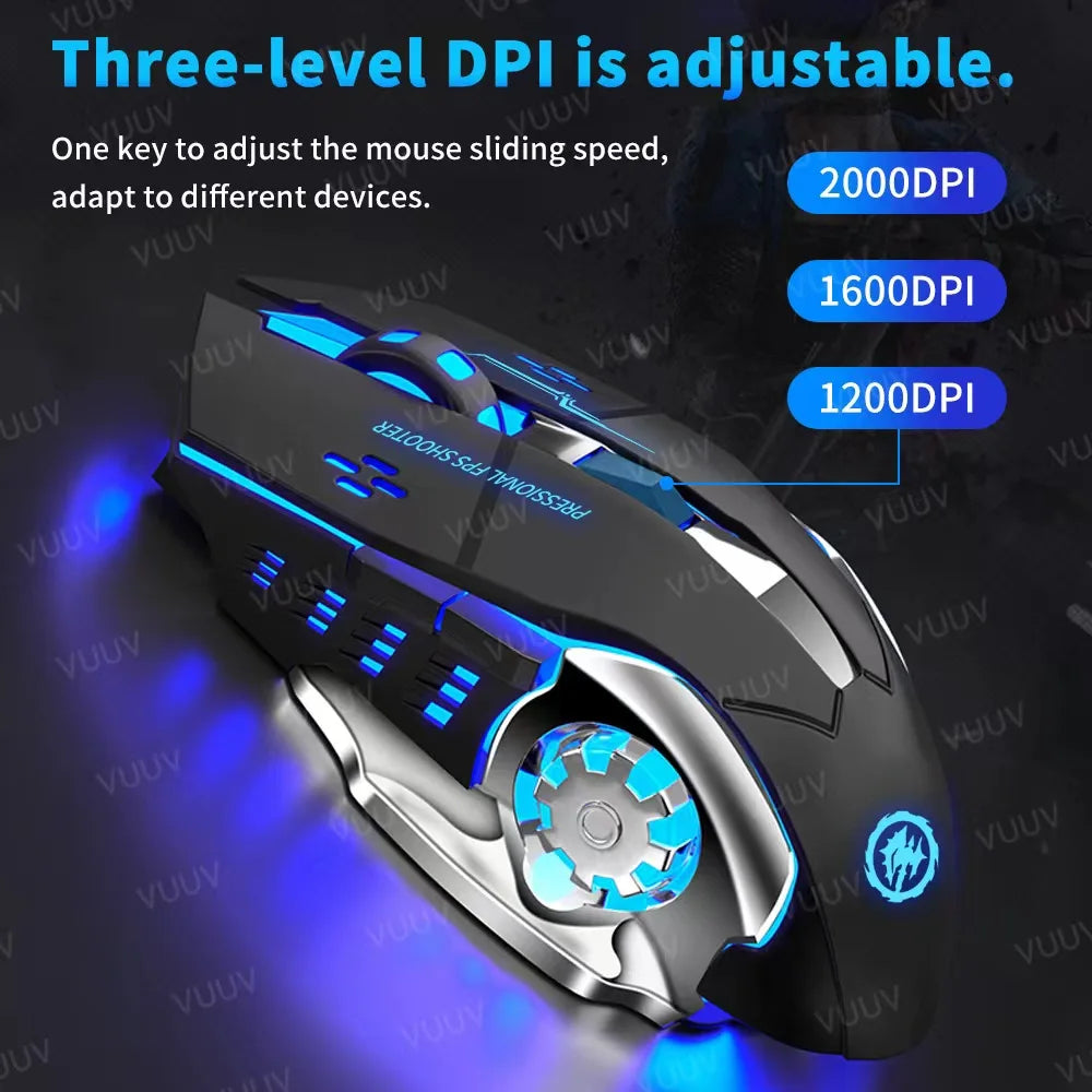 AIEACH Bluetooth Mouse Gaming Computer Rechargeable Wireless Mouse USB Mechanical E-Sports Backlight PC Gamer Mouse For Computer