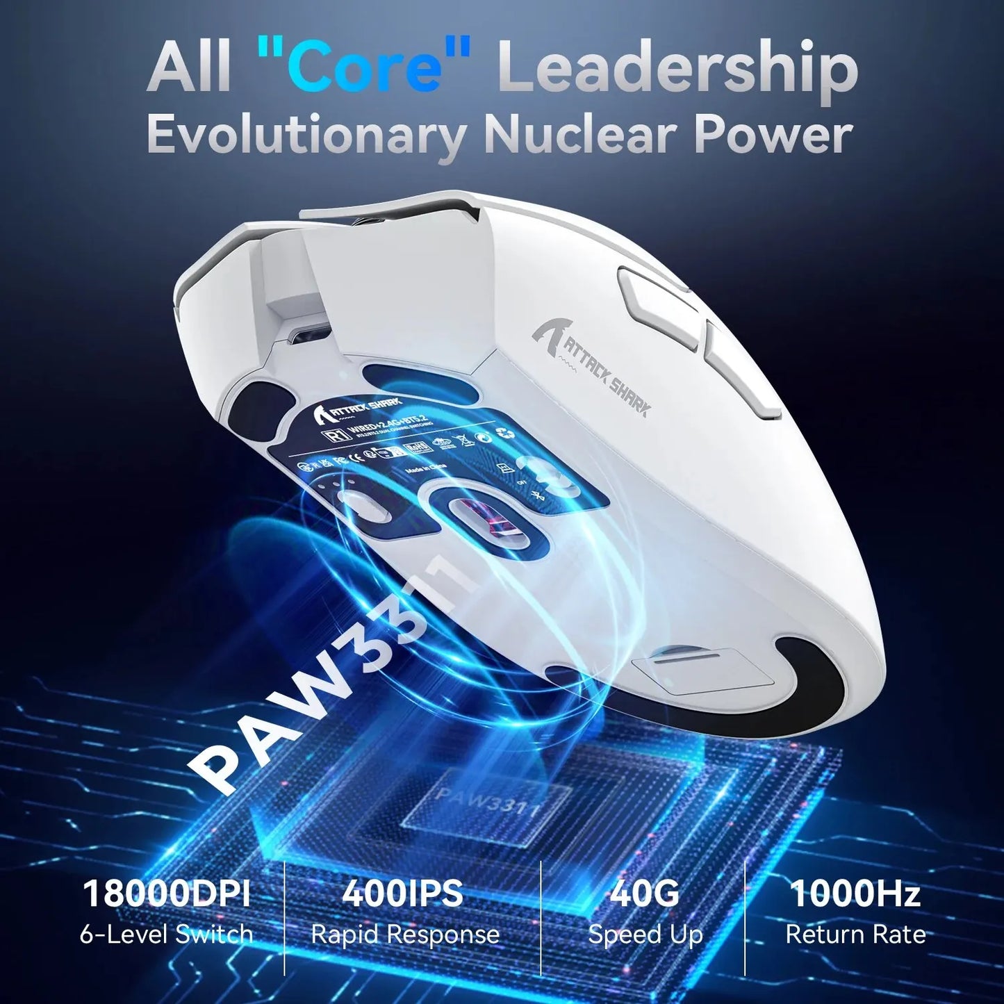 R1 Superlight Mouse Bluetooth 2.4G Wireless Gaming Mouse PixArt PAW3311 Gaming Sensor 6 Adjustable DPI for Office Game