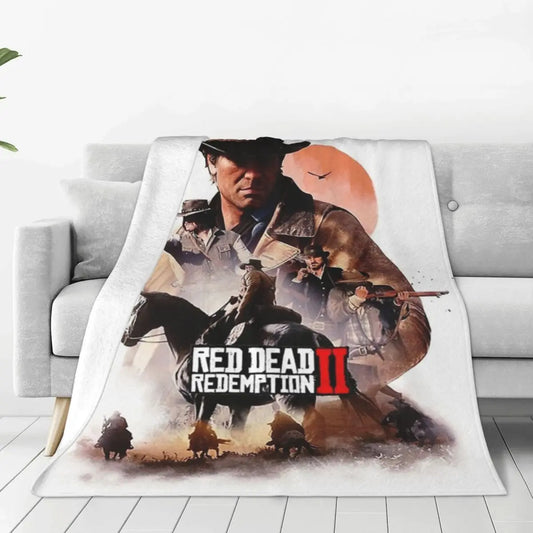 Red Dead Redemptions Arthur Morgan Blankets Flannel Textile Game Outlaw Artwork Portable Super Soft Throw Blankets Sofa Throw