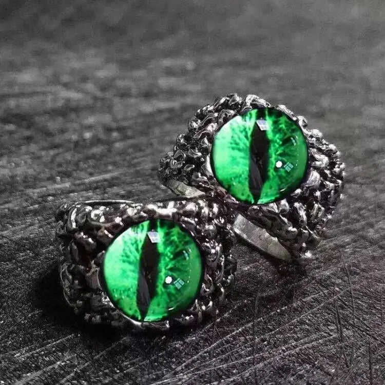 Fashion Creative Evil Dragon Eye Rings For Personality Male Punk Colors Ring Jewelry Men's Bar Night Club Accessories Gifts