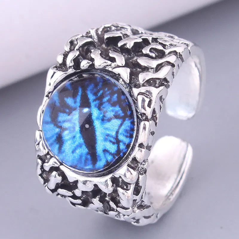 Fashion Creative Evil Dragon Eye Rings For Personality Male Punk Colors Ring Jewelry Men's Bar Night Club Accessories Gifts