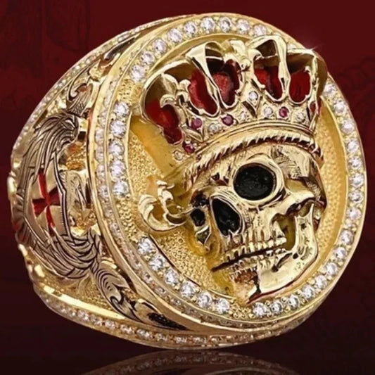 Stereo Engraving Crown Skull Rings For Women Men Hip Hop Skeleton Ring Party Jewelry Fashion HipHop Party Wedding Gift Creative