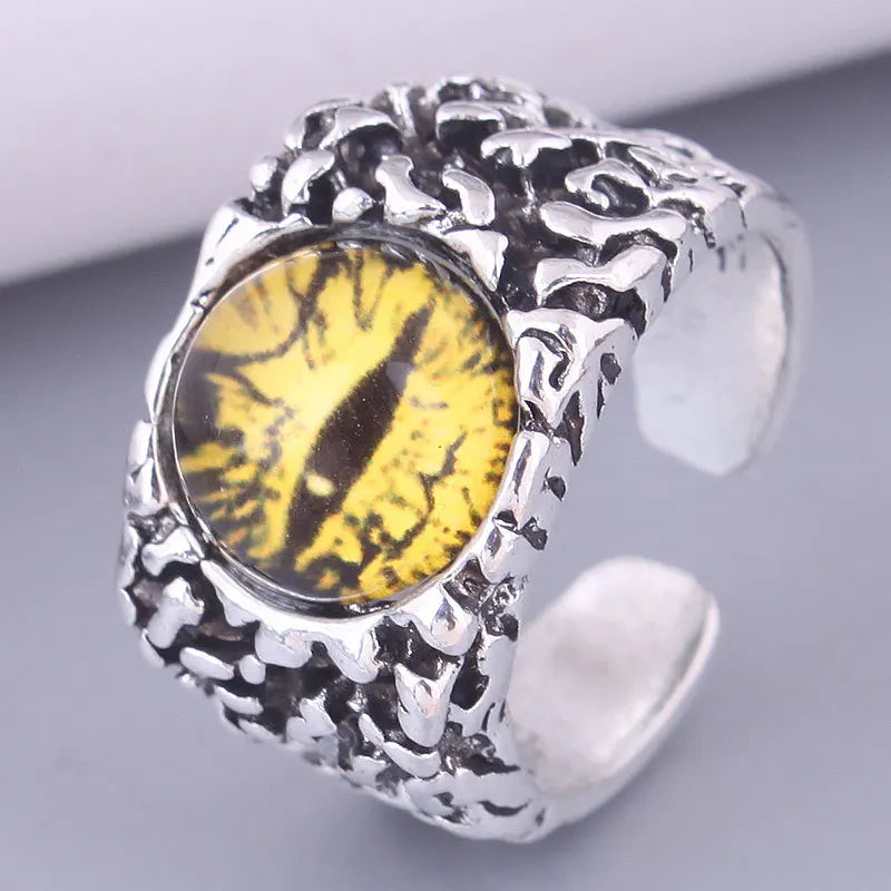 Fashion Creative Evil Dragon Eye Rings For Personality Male Punk Colors Ring Jewelry Men's Bar Night Club Accessories Gifts