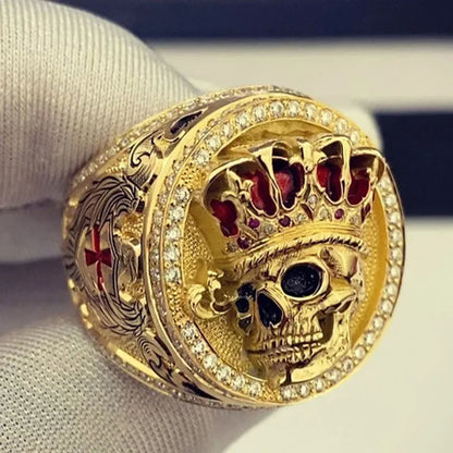 Stereo Engraving Crown Skull Rings For Women Men Hip Hop Skeleton Ring Party Jewelry Fashion HipHop Party Wedding Gift Creative