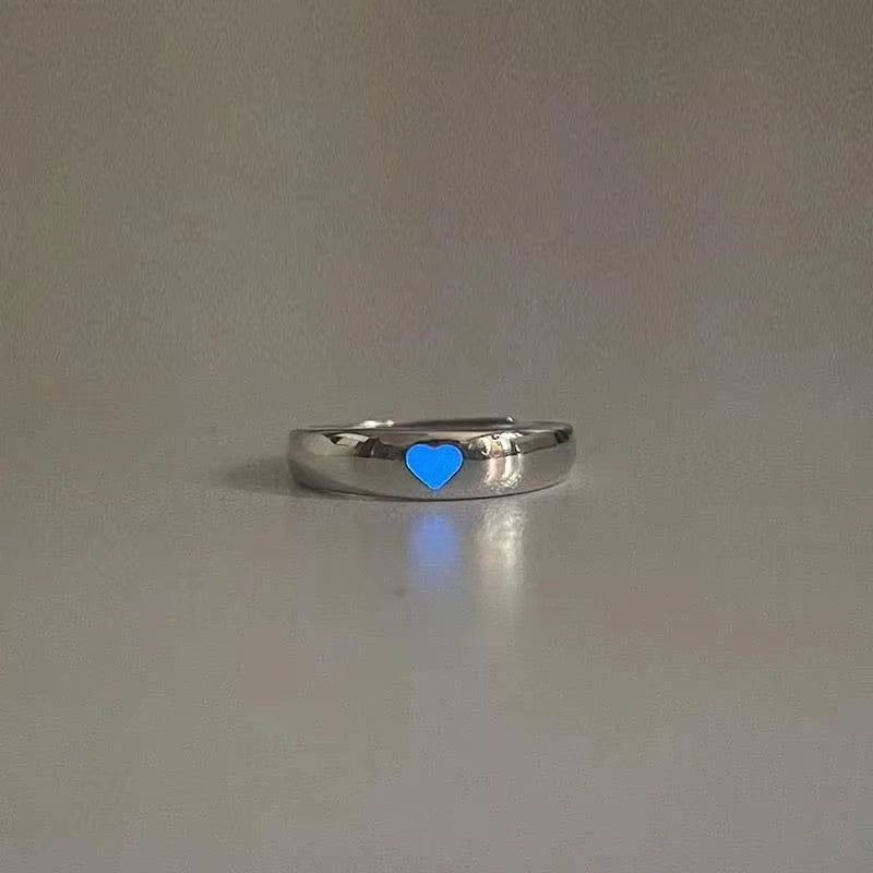 Luminous Ring for Couple Creative Glowing In The Dark Player 1 Player 2 Matching Gaming Ring for Women Men Valentine's Day Gift