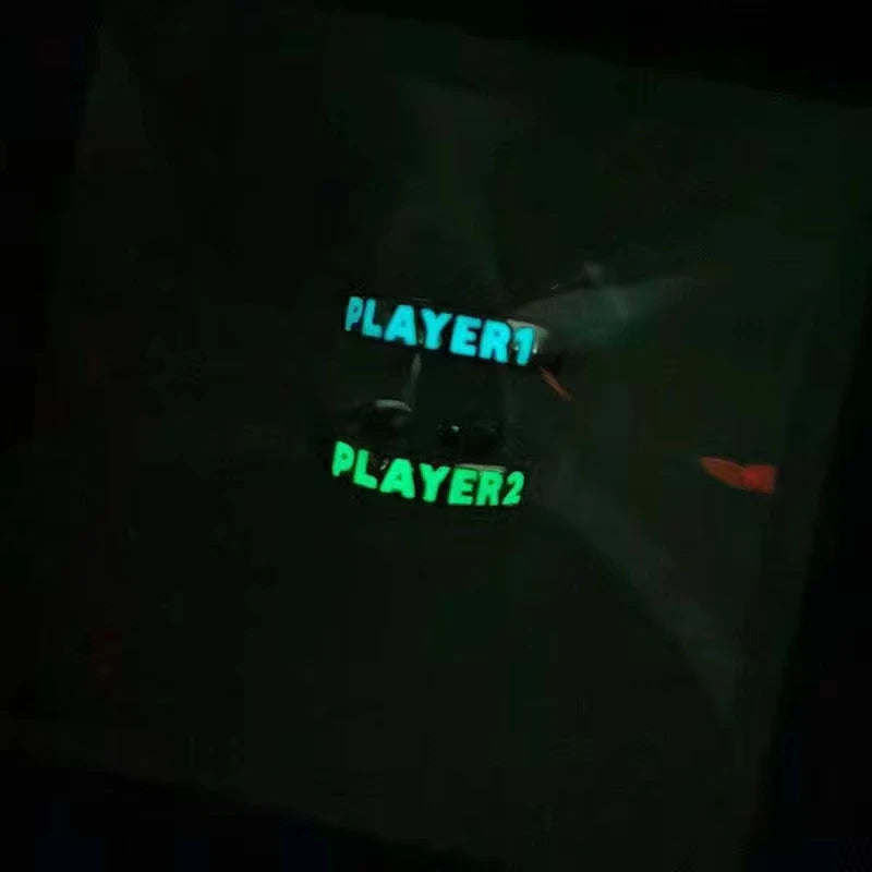 Luminous Ring for Couple Creative Glowing In The Dark Player 1 Player 2 Matching Gaming Ring for Women Men Valentine's Day Gift