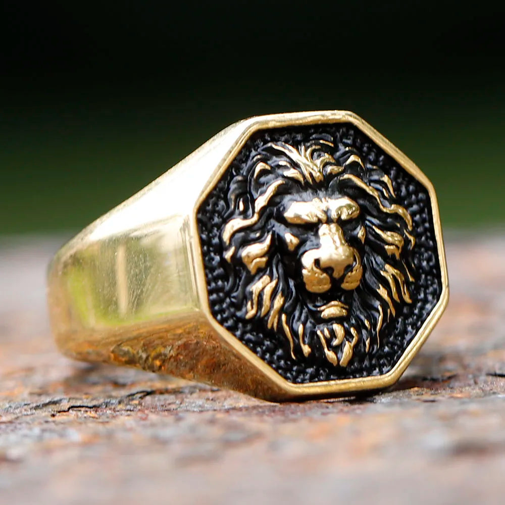 2023 Detailed Stainless Steel 3D Lion Head Rings For Men Women Punk Trendy Domineering Vintage Animal Jewelry Gift free shipping