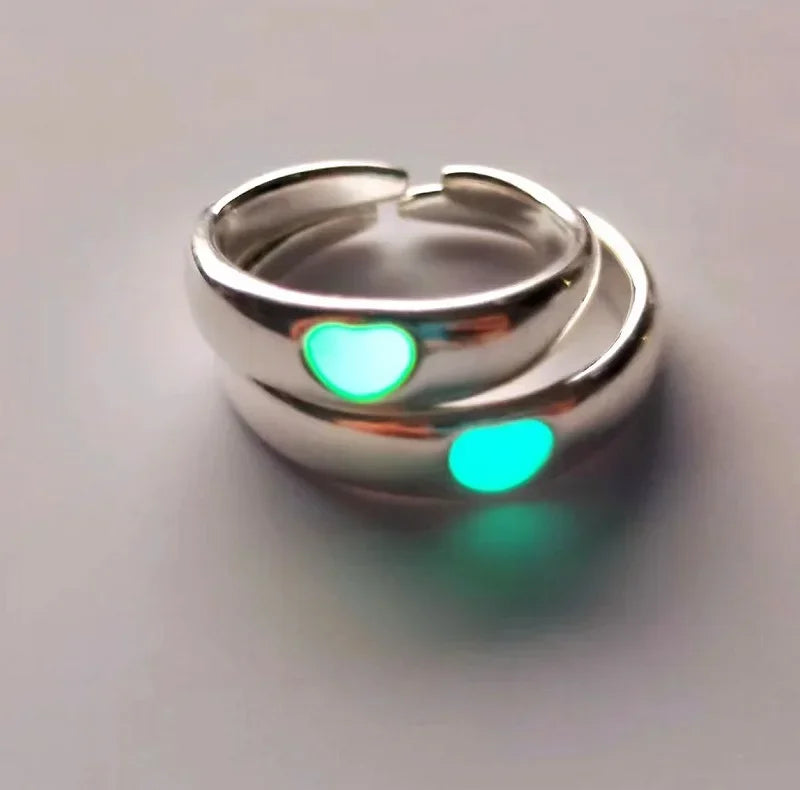 Luminous Ring for Couple Creative Glowing In The Dark Player 1 Player 2 Matching Gaming Ring for Women Men Valentine's Day Gift