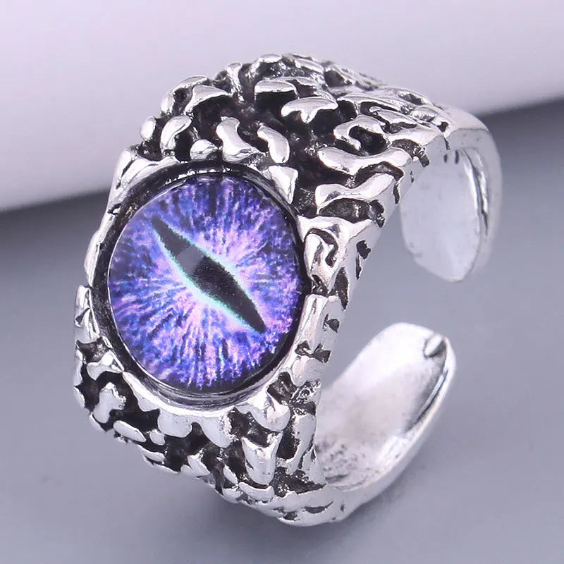 Fashion Creative Evil Dragon Eye Rings For Personality Male Punk Colors Ring Jewelry Men's Bar Night Club Accessories Gifts