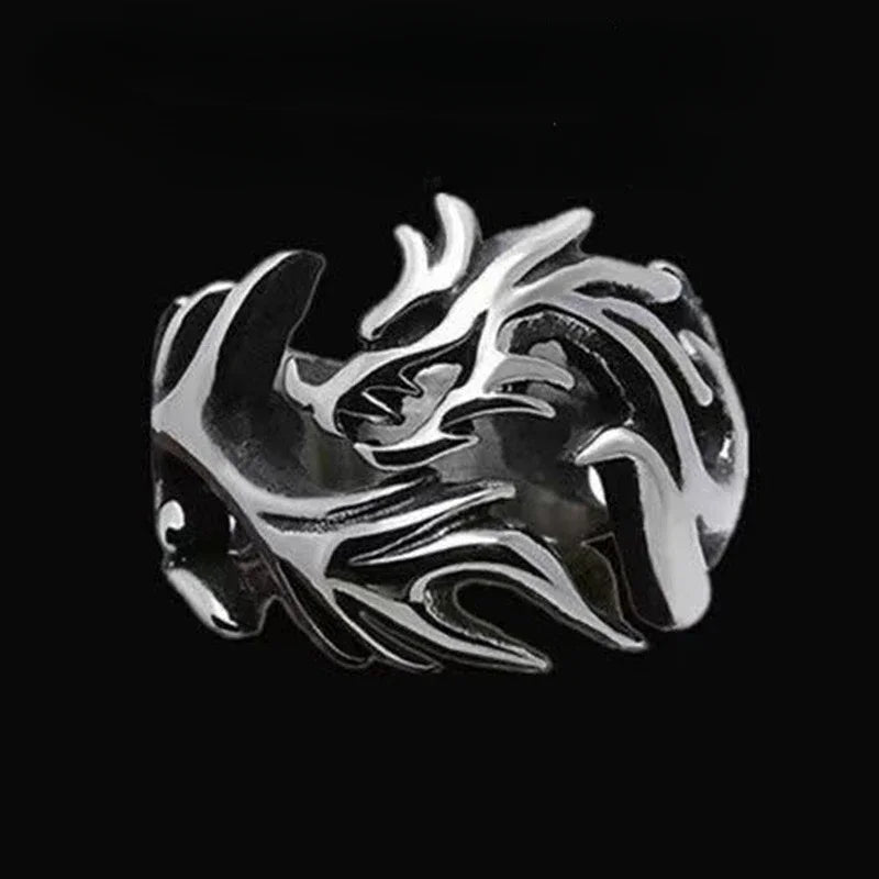 2024 Fashion Luminous Dragon Rings Gothic Adjustable Men Stainless Steel Rings Unique Boys Jewellery Vintage Anillos