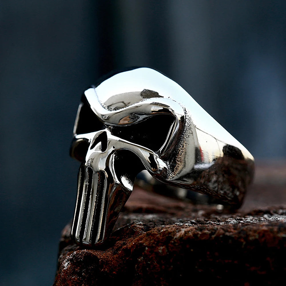 Punk Punisher Rings Men Women Fashion 316L Stainless Steel Skull Biker Ring Hip Hop Unique for Man Boy Jewelry Gift Size 7-15