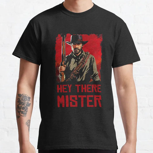 HEY THERE MISTER - Arthur Morgan Spaghetti Western Cowboy movie graphic t shirts The Good The Bad and The Ugly large size tops