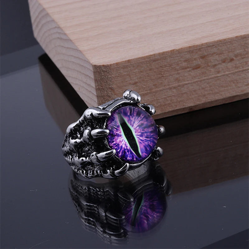 Fashion Creative Evil Dragon Eye Rings For Personality Male Punk Colors Ring Jewelry Men's Bar Night Club Accessories Gifts