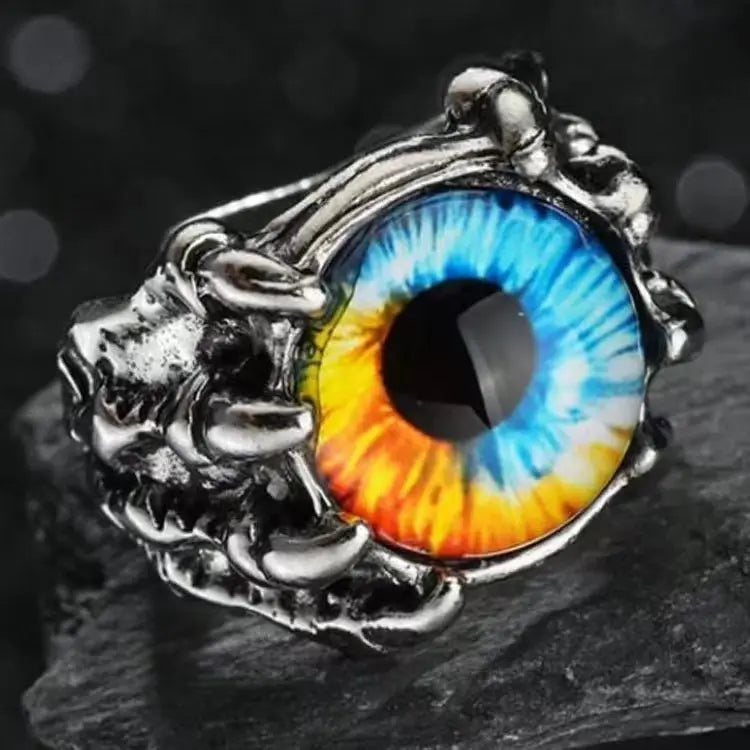 Fashion Creative Evil Dragon Eye Rings For Personality Male Punk Colors Ring Jewelry Men's Bar Night Club Accessories Gifts