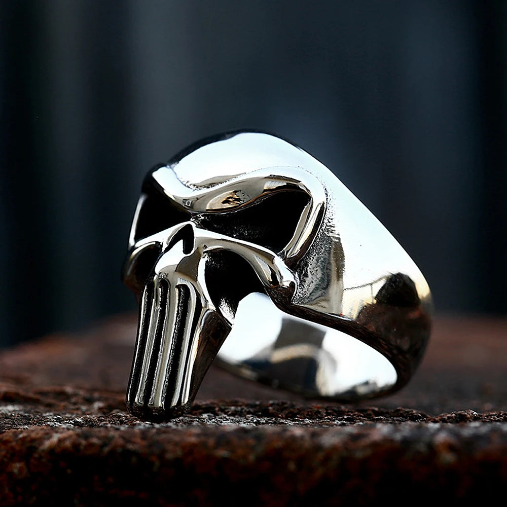 Punk Punisher Rings Men Women Fashion 316L Stainless Steel Skull Biker Ring Hip Hop Unique for Man Boy Jewelry Gift Size 7-15