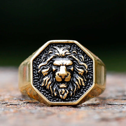 2023 Detailed Stainless Steel 3D Lion Head Rings For Men Women Punk Trendy Domineering Vintage Animal Jewelry Gift free shipping