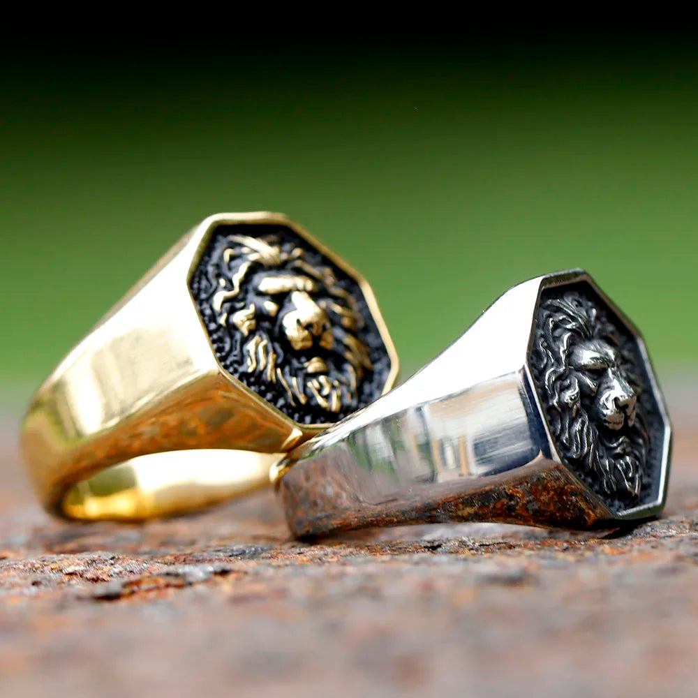 2023 Detailed Stainless Steel 3D Lion Head Rings For Men Women Punk Trendy Domineering Vintage Animal Jewelry Gift free shipping